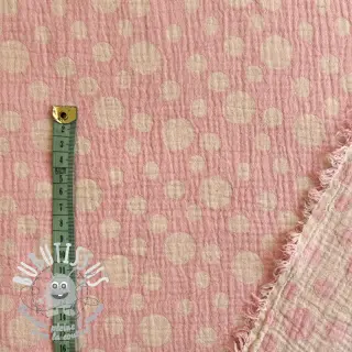 Tissu double gaze/mousseline JACQUARD Dots pink