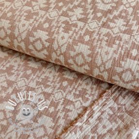 Tissu double gaze/mousseline JACQUARD Aztec cognac