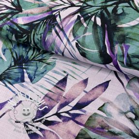 Viscose lin Tropical leaves purple digital print