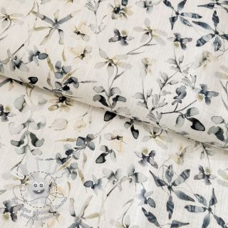 Tissu mélange lin et cotton Water florals design A digital print