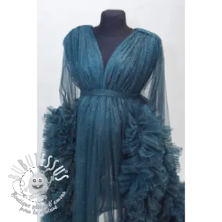 Tulle pour jupe tutu ROYAL SPARKLE petrol gold