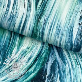 Jersey VISCOSE LYCRA HEAVY Crisscrossing waves mint digital print