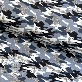 Jersey Shimmering camouflage blue digital print