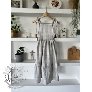 Tissu double gaze/mousseline Double sided CHECKS MINI grey