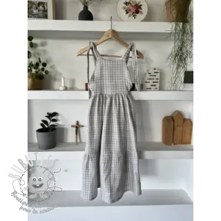 Tissu double gaze/mousseline Double sided CHECKS MINI grey