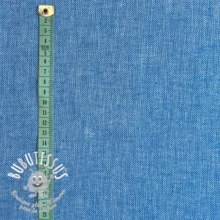 Tissu mélange lin et cotton Fishbone cobalt