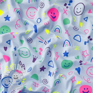 Jersey Neon doodles light blue