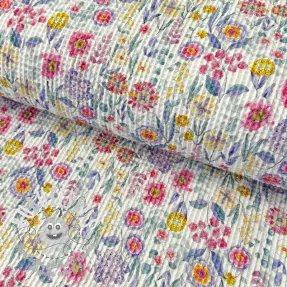 Tissu nid d’abeille Flowers digital print