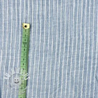 Tissu double gaze/mousseline YARN DYED Stripes light blue