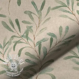 Tissu déco Linenlook Misletoe Painted Leaf