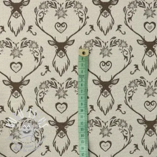 Tissu déco jacquard DOUBLE FACE Landhaus Deer Heart taupe
