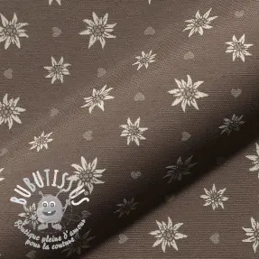 Tissu déco jacquard DOUBLE FACE Landhaus Edelweiss taupe