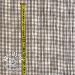 Tissu double gaze/mousseline Double sided CHECKS MINI sand