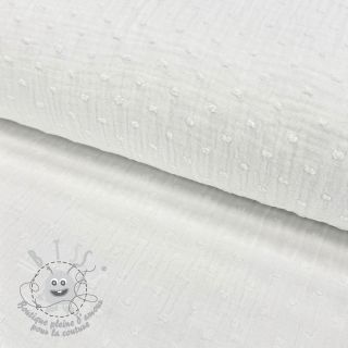 Tissu double gaze/mousseline DOBBY white