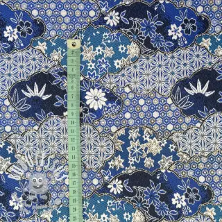 Tissu déco jacquard Nuage allover bleu