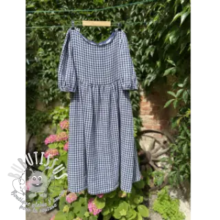 Tissu double gaze/mousseline Double sided CHECKS MINI navy