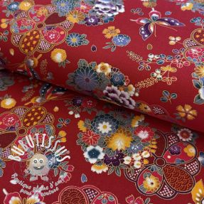 Tissu coton JAPAN Wasabi rouge