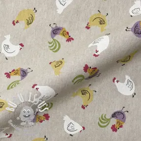Tissu déco Linenlook Rooster And Chick
