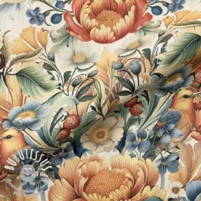 Tissu déco premium Linenlook Bloom Fruit Paradise digital print