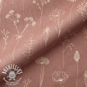 Tissu déco Linenlook Fine Fragile Flower old rose