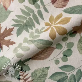 Tissu déco premium Linenlook Coloured Leaf Mix digital print