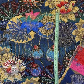Tissu déco jacquard Opium allover bleu