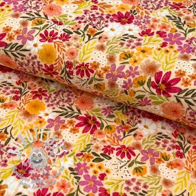 Tissu double gaze/mousseline Summer flowers peach digital print