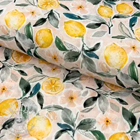 Tissu double gaze/mousseline Fresh lemons digital print