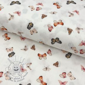 Tissu double gaze/mousseline Butterflies white digital print