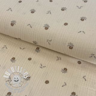 Tissu double gaze/mousseline Flowers SIMPLY NATURAL digital print ORGANIC