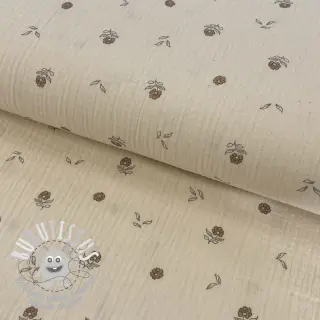 Tissu double gaze/mousseline Flowers SIMPLY NATURAL digital print ORGANIC