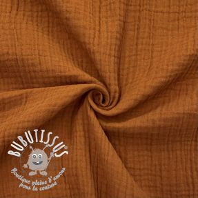 Tissu double gaze/mousseline cognac