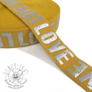 Élastique lisse 3,5 cm LOVE ochre