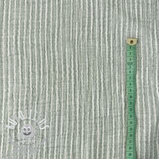 Tissu double gaze/mousseline YARN DYED Stripes old green