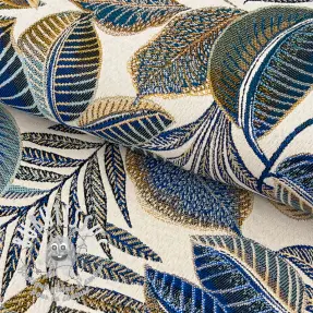 Tissu déco jacquard Cacao allover bleu