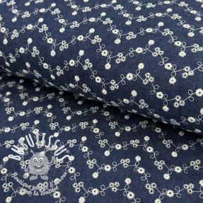 Tissu coton JEANS Embroidery dark blue