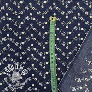Tissu coton JEANS Embroidery dark blue