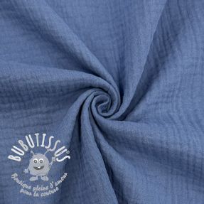 Tissu double gaze/mousseline midnight blue ORGANIC