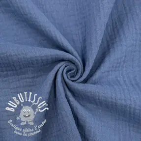 Tissu double gaze/mousseline midnight blue ORGANIC