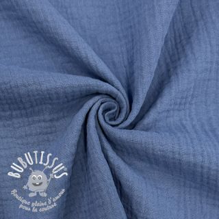 Tissu double gaze/mousseline midnight blue ORGANIC
