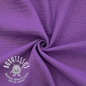 Tissu double gaze/mousseline violet ORGANIC