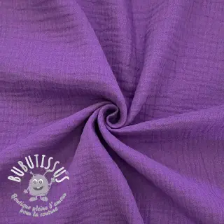 Tissu double gaze/mousseline violet ORGANIC