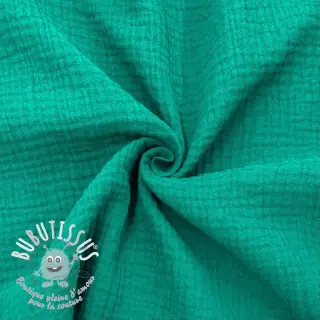 Tissu double gaze/mousseline dark teal ORGANIC