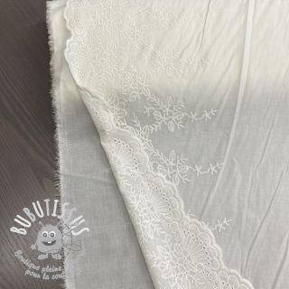 Tissu coton VOILE Leaves border