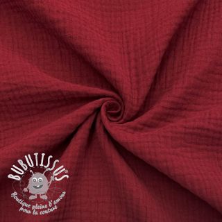 Tissu double gaze/mousseline wine ORGANIC