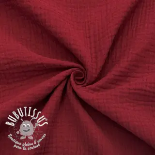 Tissu double gaze/mousseline wine ORGANIC
