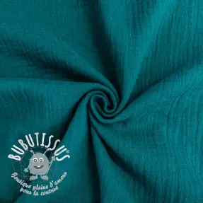 Tissu double gaze/mousseline petrol ORGANIC