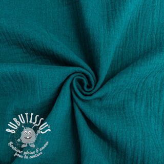 Tissu double gaze/mousseline petrol ORGANIC