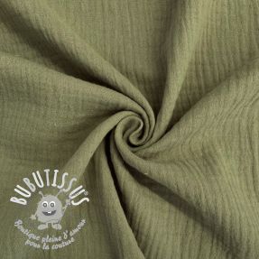 Tissu double gaze/mousseline moss green ORGANIC
