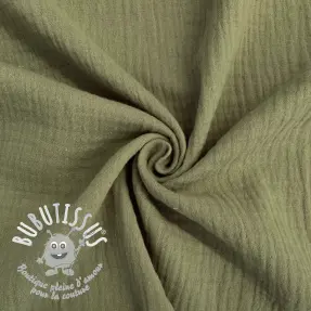 Tissu double gaze/mousseline moss green ORGANIC